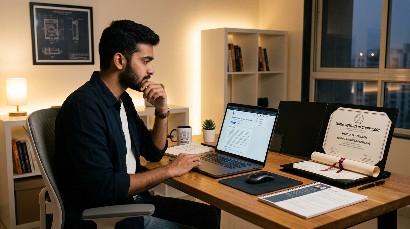Student after college degree realizing practical skills gap